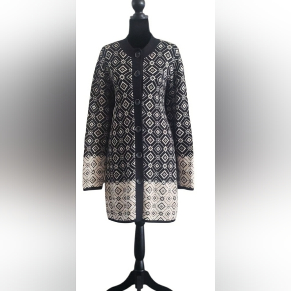 Boho XL Chic Knit Artisy Cotton Y2K Tunic Long Grandma Cardigan Sweater - Picture 1 of 6